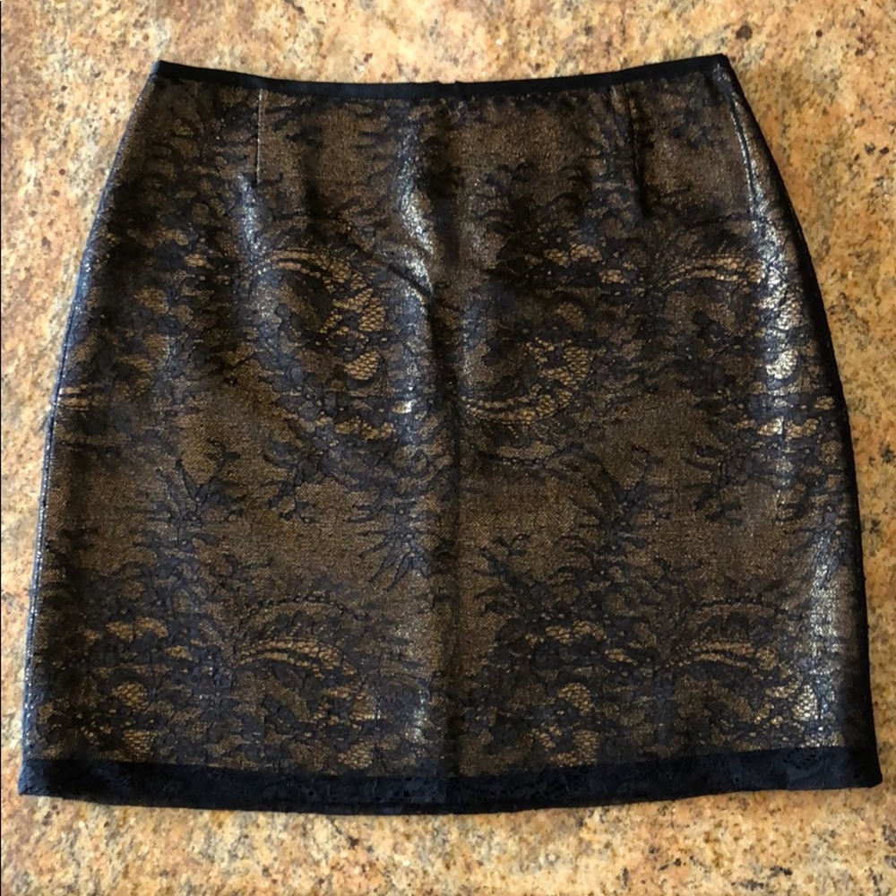NWT Elie Tahari Black & Gold Lace Skirt